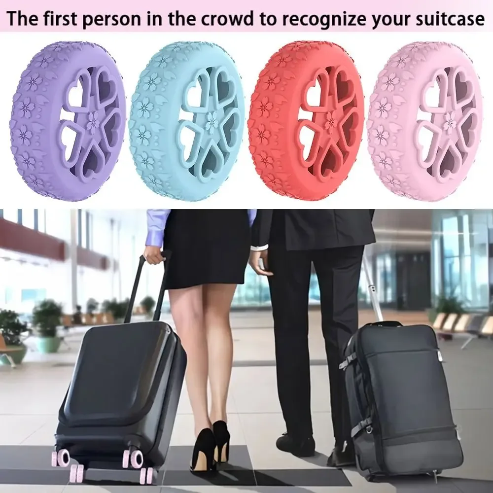 8 pièces de protections en silicone pour roulettes de bagages, anti-bruit, antidérapantes, pour valises, réduisent l'usure des roues