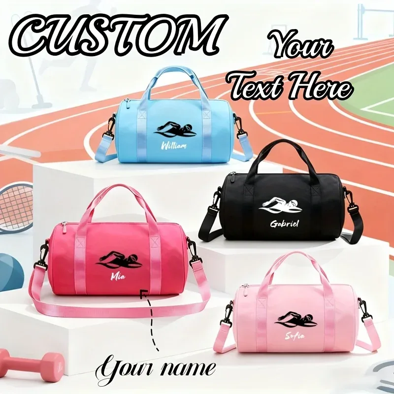 Sac à main personnalisé avec nom, nouveau sac à main de voyage tendance et dynamique avec imprimé de natation, sac de rangement pour les passionnés de sport