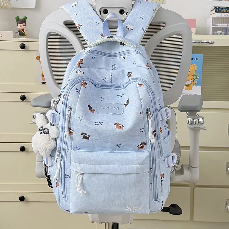 nouveau sac à dos grande capacité imprimé chien de dessin animé, sac à bandoulière pour filles du primaire et du secondaire, sac à dos de voyage pour ordinateur portable, sac d'école