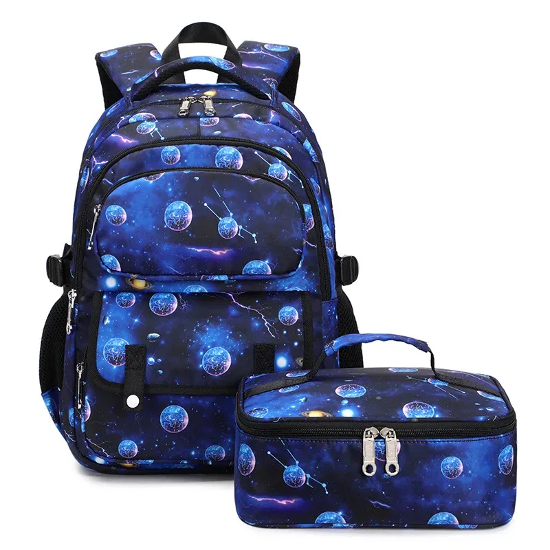 sac à dos imprimé galaxy space avec sac à lunch isotherme pour garçons et enfants, sac à dos pour la rentrée scolaire, sac à dos de voyage, mochila, cadeau