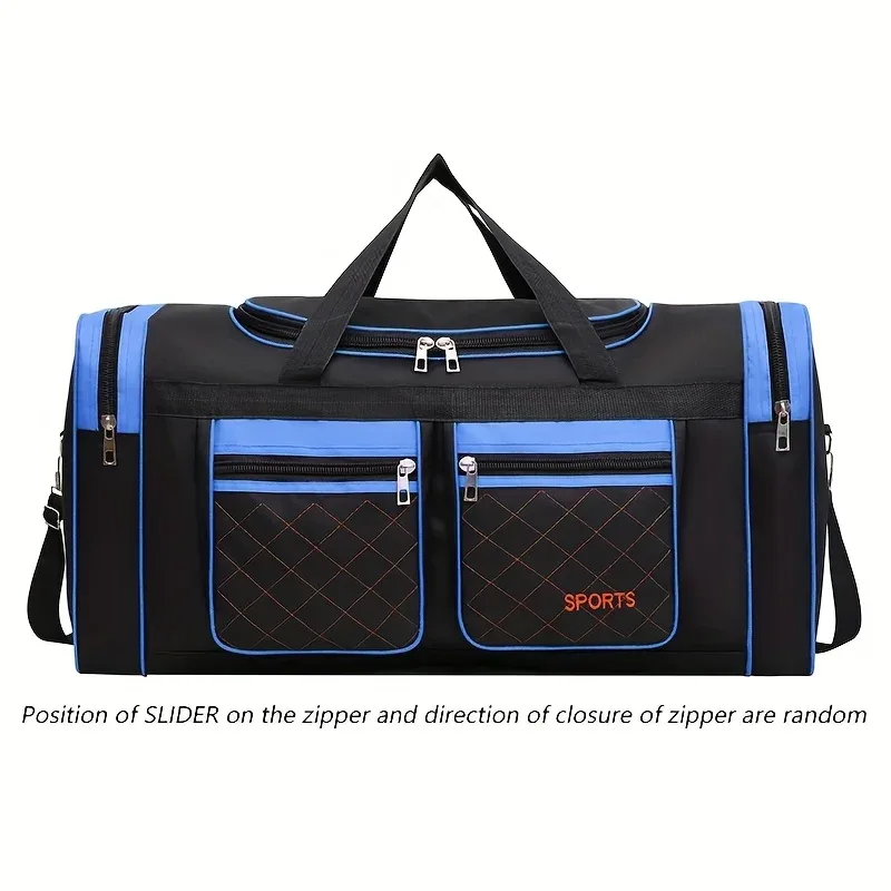 sac polochon de voyage de grande capacité, style décontracté, plusieurs compartiments et poches, parfait pour les courts voyages, sac de voyage sportif
