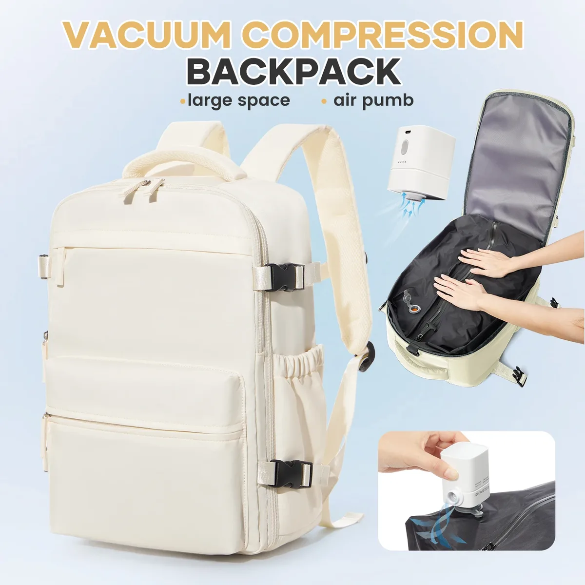 Sac à dos de voyage Ryanair pour cabine d'avion, sac à dos de compression sous vide, sac à dos pour ordinateur portable professionnel pour femmes et hommes, sac à main