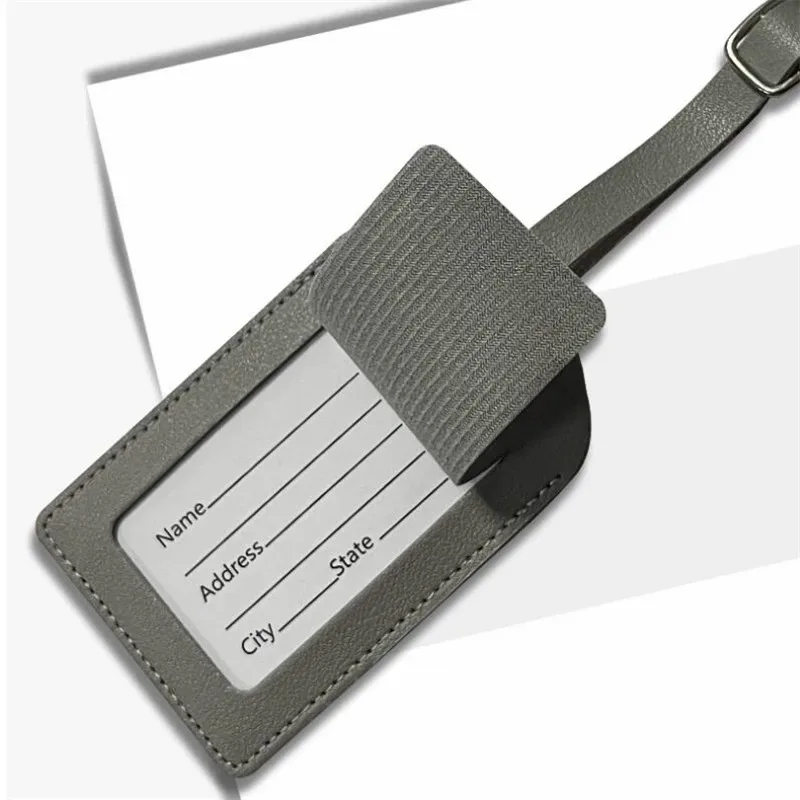étiquette de bagage en cuir pu pour femmes et hommes, étiquette d'identification de valise, sac d'embarquement, nom, identification, porte-adresse, accessoires de voyage