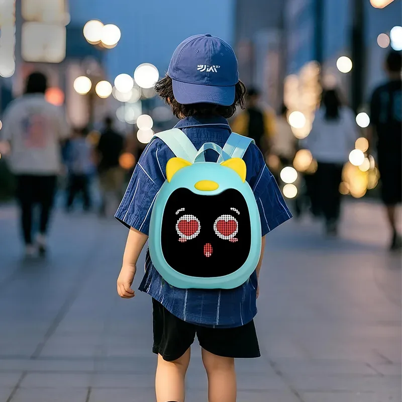 sac à dos scolaire multifonctionnel intelligent, imperméable, à coque rigide, avec animation led de dessin animé pour enfants, garçons et filles
