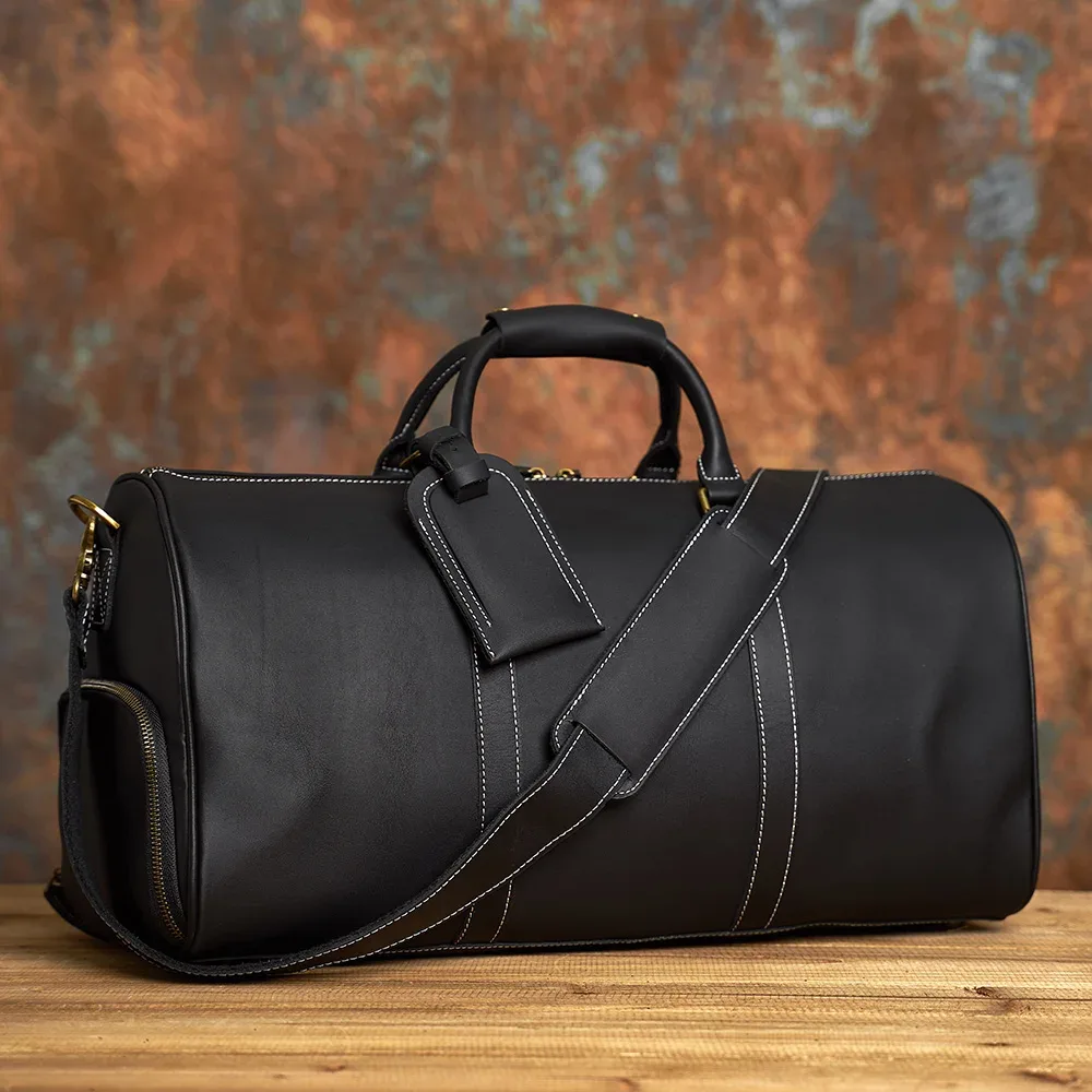 nasva sac de voyage en cuir pour hommes sac de sport en cuir vintage pour hommes sac à main sac à bagages sacs à bandoulière sacs de messager sac de week-end