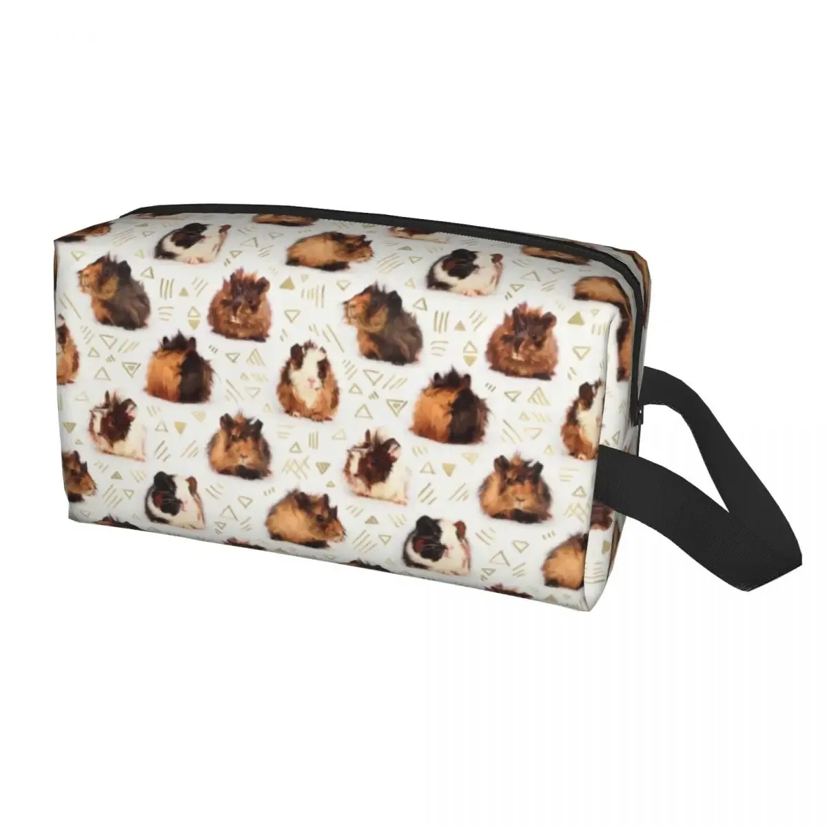 trousse de maquillage personnalisée cochon d'inde et fleurs pour femme, trousse de toilette de voyage cosmétique, rangement animal kawaii