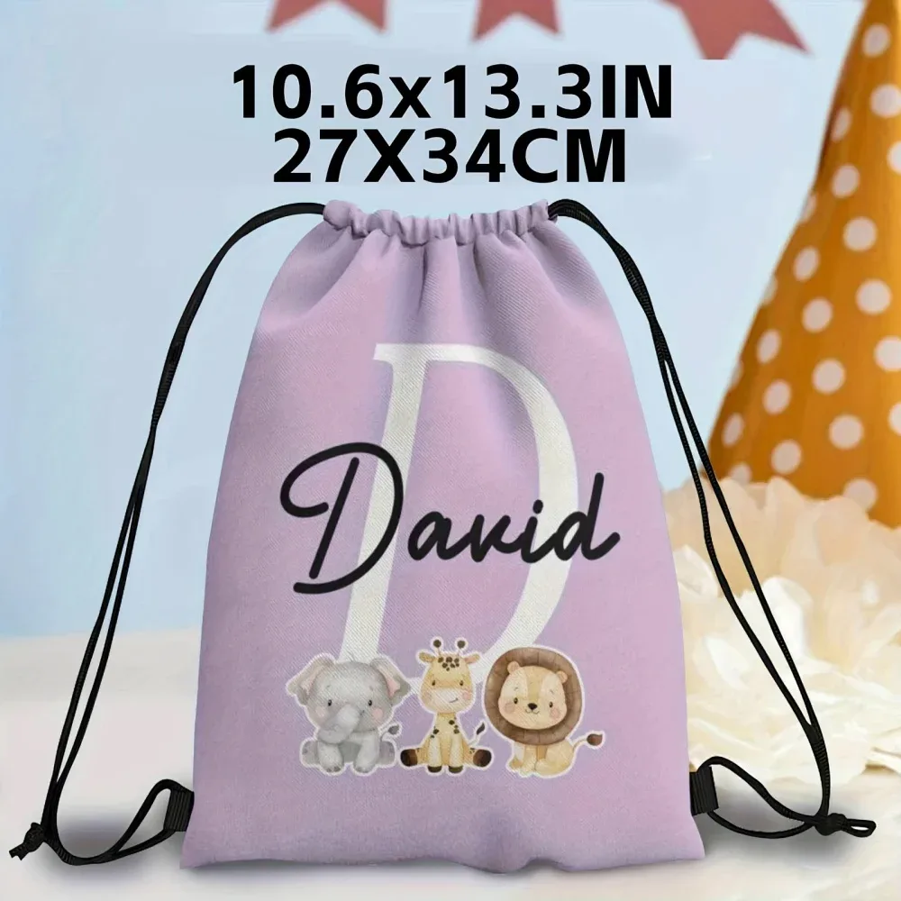 1 sac à dos à cordon personnalisé sur le thème des animaux mignons, 12 options de couleurs au choix, personnalisation du nom.