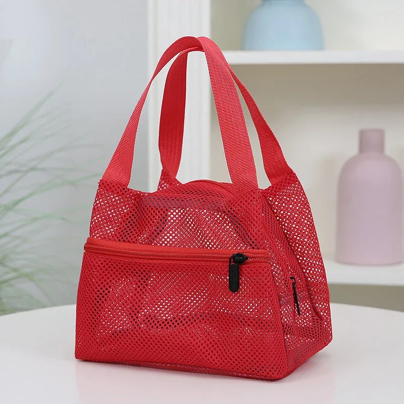 sac de voyage en maille de couleur unie, trousse de toilette portable de grande capacité pour le sport, la natation, le rangement des cosmétiques, organisateur léger, 1 pièce