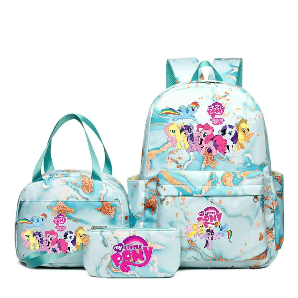 sac à dos my little pony, ensemble de 3 pièces, sac d'école pour étudiants, trousse à crayons, sac à dos de voyage pour adolescents, sac à dos décontracté pour ordinateur portable, mochilas