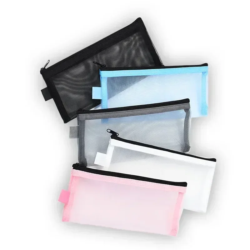 trousse de toilette portable multifonctionnelle pour hommes et femmes, trousse de voyage pour pinceaux de maquillage, trousse à crayons en poudre maillée, trousse de toilette cosmétique