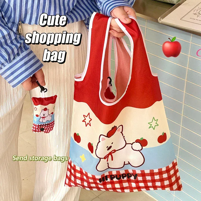 sac à main de dessin animé mignon, sac de courses portable réutilisable, fourre-tout pliable, sacs à bandoulière de grande capacité, cadeau pour filles