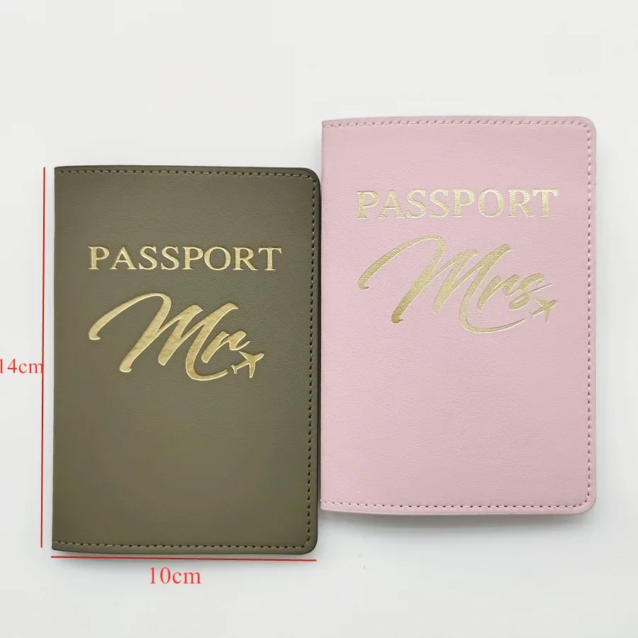 ensemble de 2 porte-passeports en cuir pu pour couples amoureux, porte-cartes, accessoires de voyage, portefeuille léger pour femmes et hommes