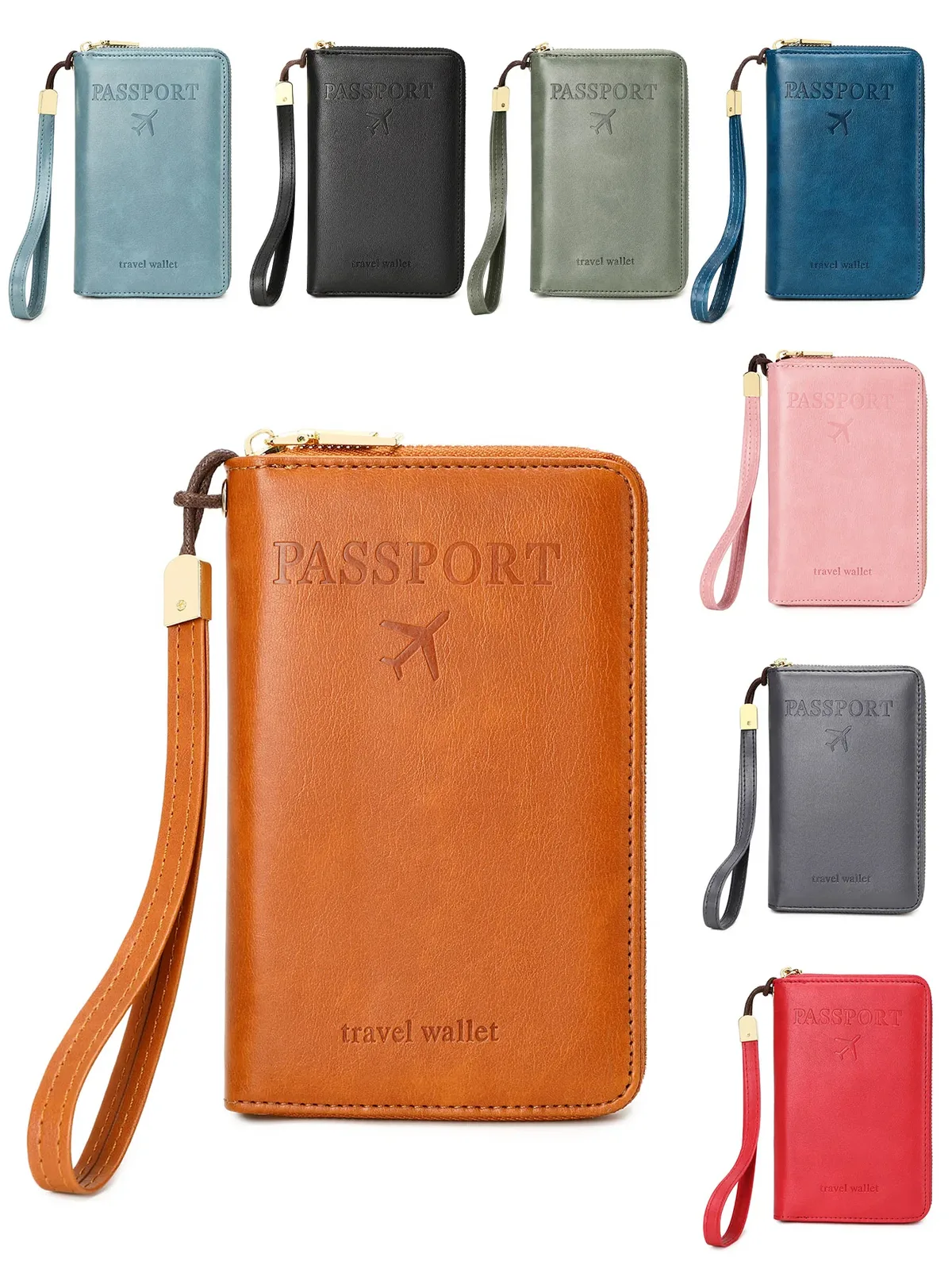 sac de passeport de voyage en cuir pu, porte-passeport simple et portable de grande capacité, porte-carte d'identité multifonctionnel, accessoires de voyage