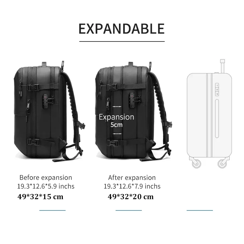 sac à dos de voyage à compression sous vide pour hommes, sac à dos pour ordinateur portable 17 pouces, sac à dos scolaire de grande capacité, sac à dos de randonnée étendu sr