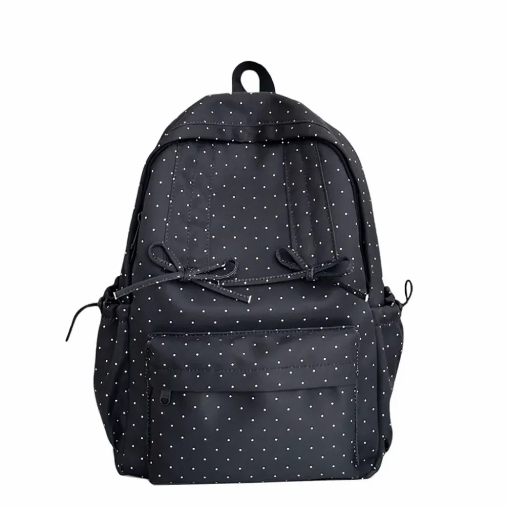 sac à dos à pois élégant grande capacité léger et minimaliste avec nœud, durable, pour étudiants et usage extérieur