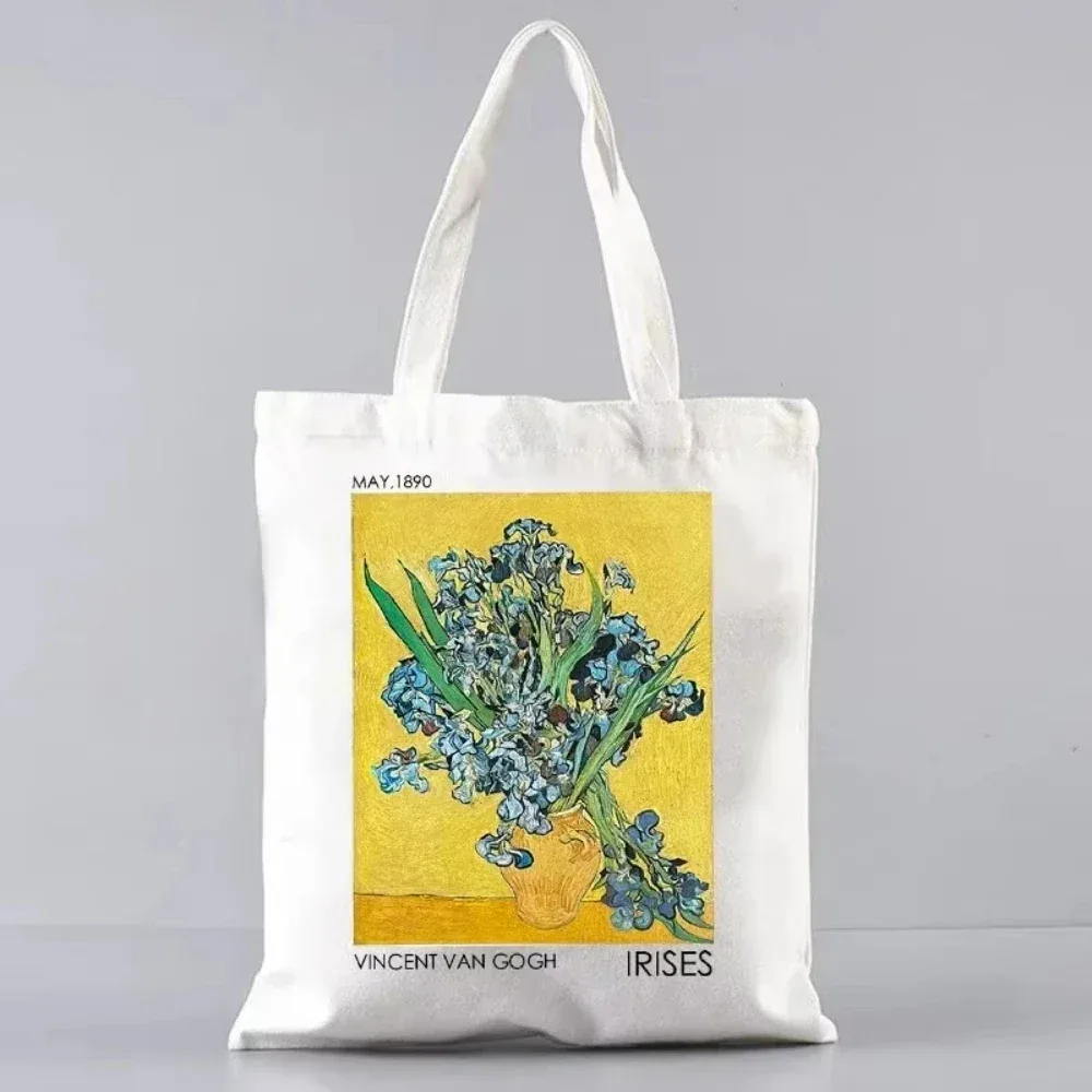 sac fourre-tout en toile inspiré de la peinture à l'huile d'artiste vincent van gogh, pour le shopping, le travail, l'école ou les voyages, sac à bandoulière écologique