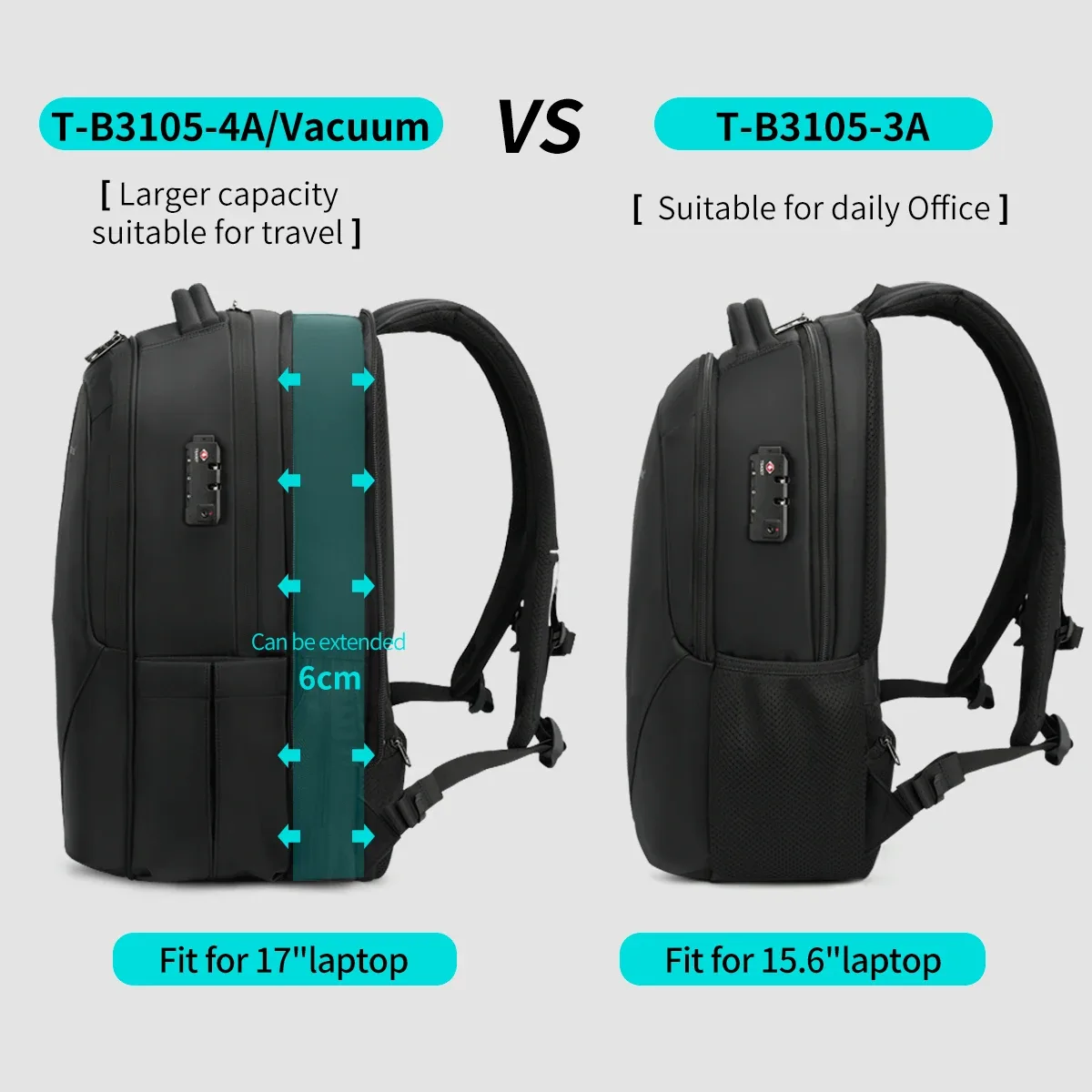 tigernu sacs à dos pour hommes sacs à dos à compression sous vide tsa sacs antivol 15.6 17 sac à dos pour ordinateur portable hommes sacs à dos de voyage cartable