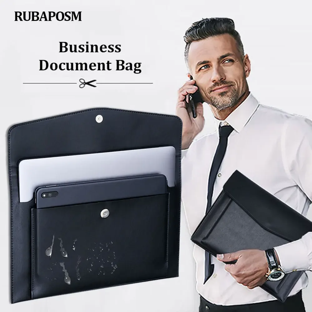 lettres personnalisées gratuites a4 dossier en cuir mallette d'affaires bouton magnétique étanche étuis pour ordinateur portable organisateur de bureau