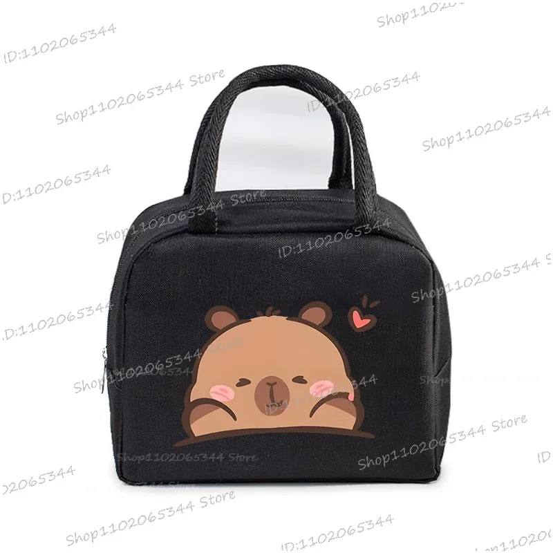 kawaii capybara design boîte à déjeuner sac de rangement femmes dessin animé capybara imprimer portable bento sacs animaux capybara amant sacs à déjeuner