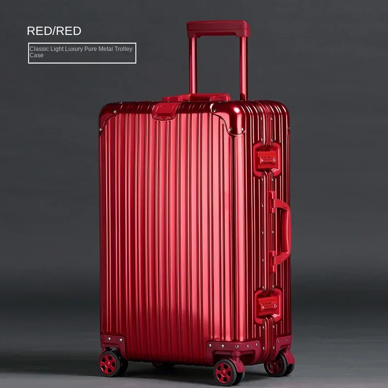 valise en alliage d'aluminium et de magnésium 100%, serrure tsa, boîtier de chariot à bagages embarqué en métal, valise de voyage classique brillante et givrée