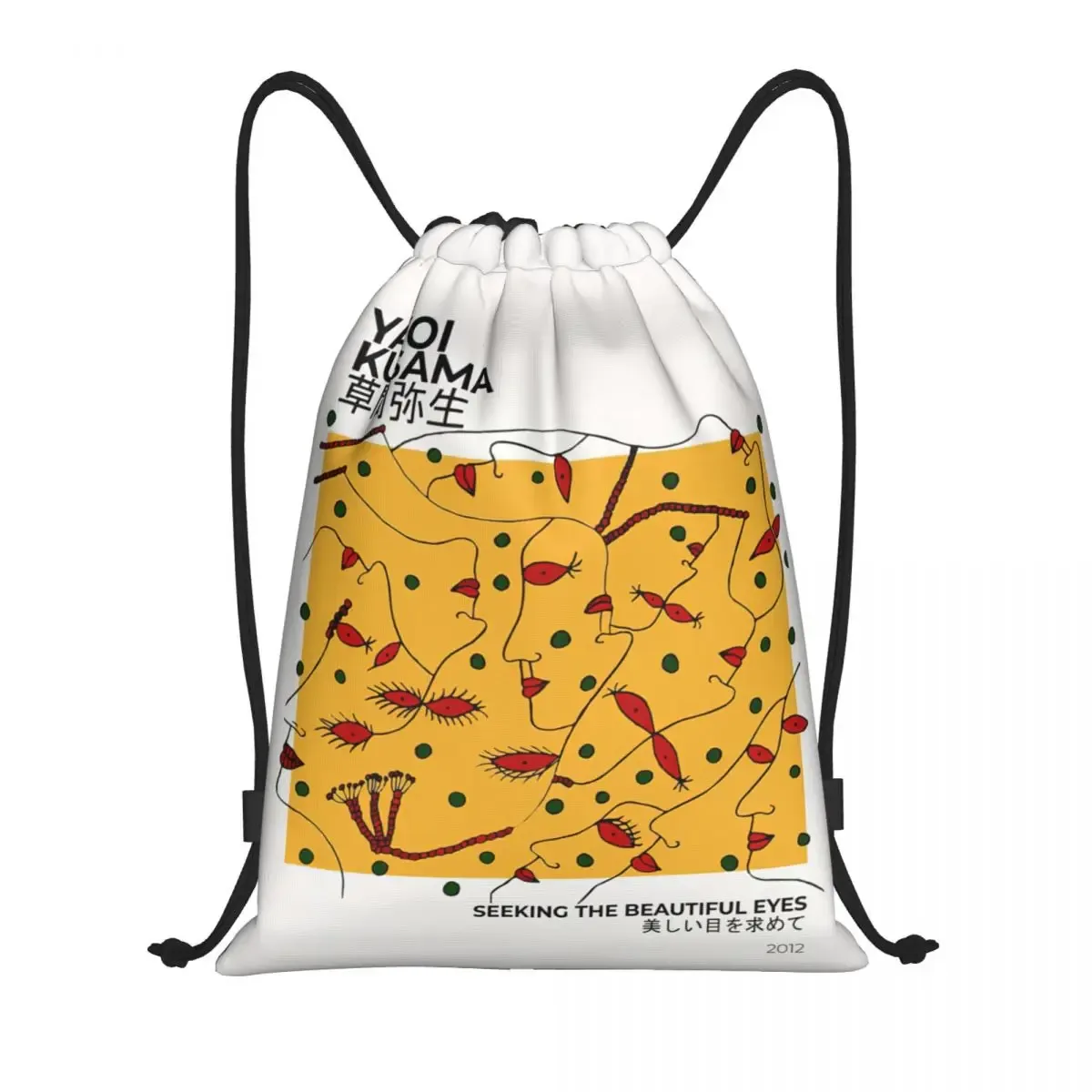 sacs à cordon d'exposition japonaise personnalisés yayoi kusama pour l'entraînement sacs à dos de yoga femmes hommes sac à dos de sport