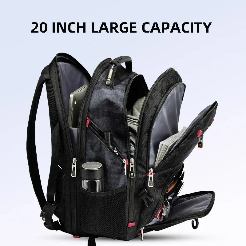sacs à dos de voyage étanches de grande capacité pour hommes, sac d'école antivol, sac à dos pour ordinateur portable 20 pouces, chargement usb 17 pouces