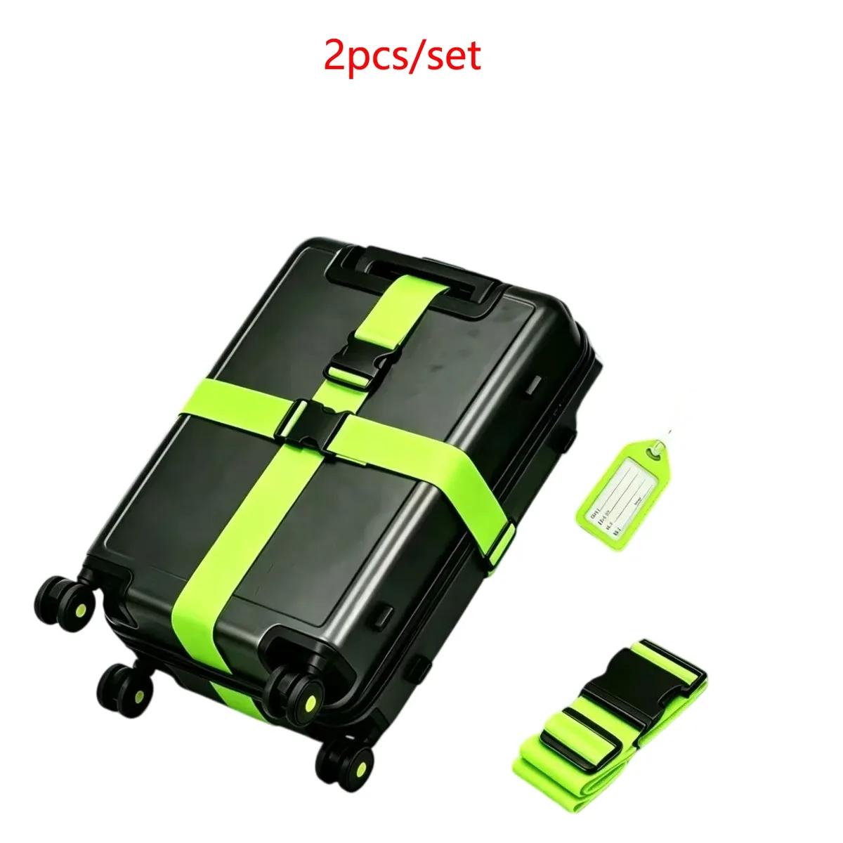 ensemble de 2 pièces - (1 sangle de bagage de 2 m, 1 étiquette d'identification) sangles de bagage et attaches de voyage multicolores et lumineuses, idéales pour sécuriser les bagages, les sacs à main et les bagages de voyage, permettant d'identifier rapidement les bagages personnels grâce à l'étiquette d'identification, un cadeau indispensable pour halloween.