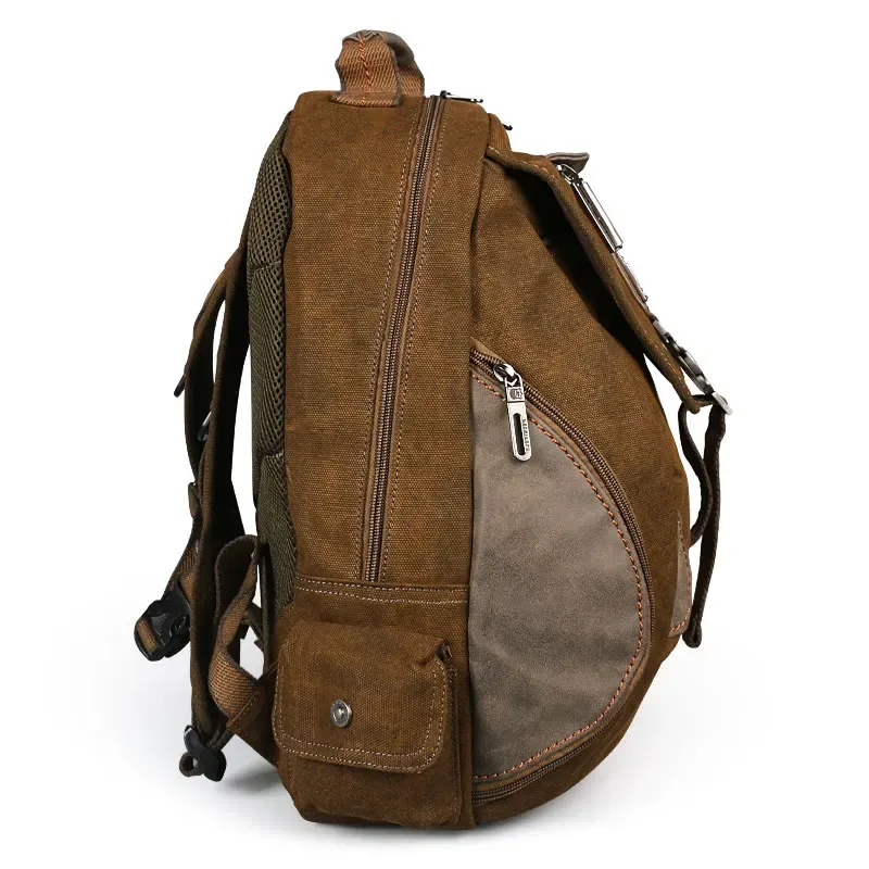 sac à dos rétro en toile vintage pour hommes et adolescents, sac d'école pour étudiants, sac de voyage à fermeture éclair, sac à dos pour hommes