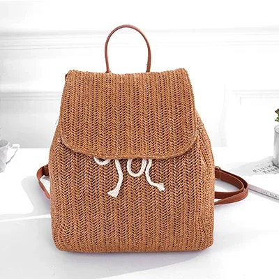 sac à dos tissé en paille pour femmes, sacs initiés, sacs à dos d'été pour adolescentes, sac de voyage féminin, sac à dos de nettoyage, qualité, mode
