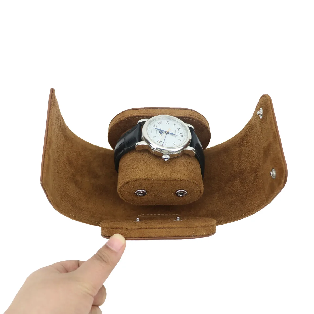 organisateur de montre de voyage en cuir pu personnalisé, rouleau de montre, nouvel organisateur de montre avec oreiller coulissant pour hommes, 1 boîte de rangement d'affichage de montre