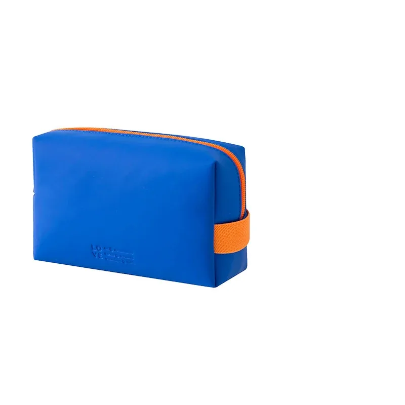 sac de maquillage portable en cuir pu, style ins, pochette cosmétique imperméable, sac de rangement léger multifonctionnel pour articles de toilette
