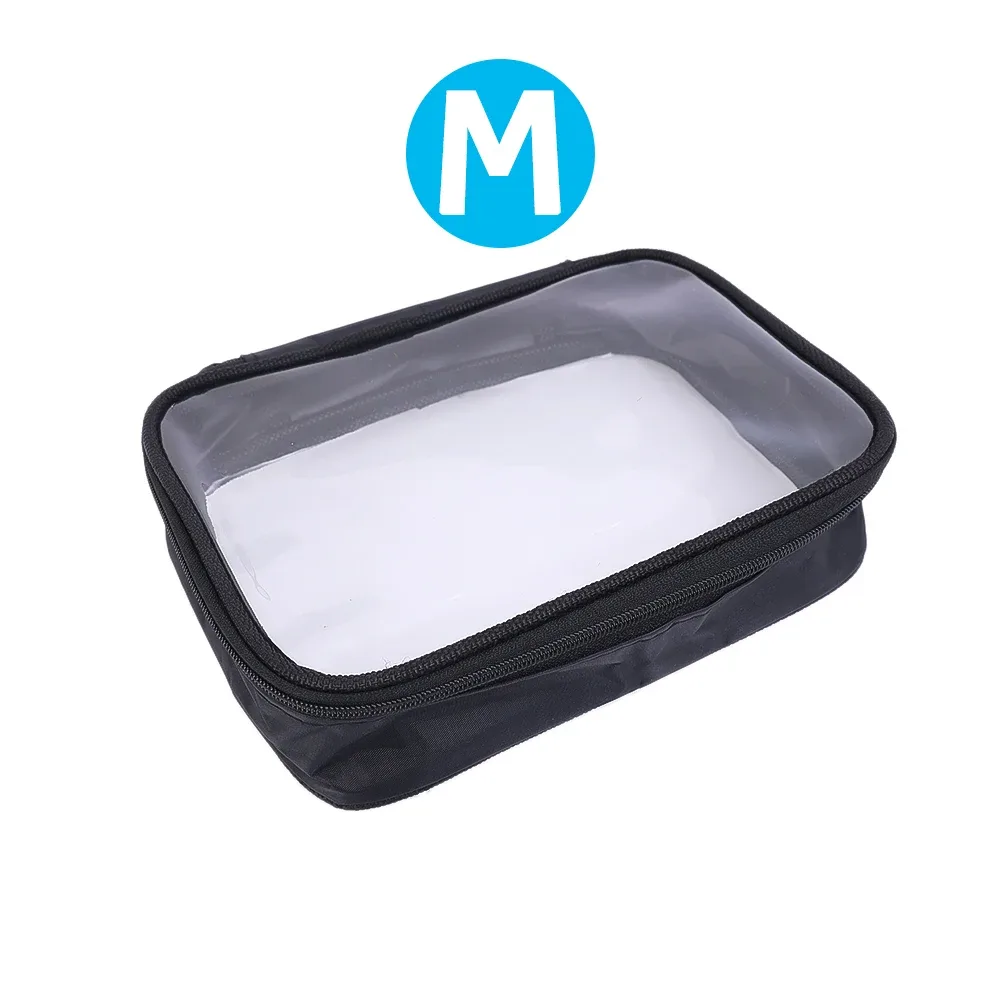 sac cosmétique étanche transparent tpu, petits articles de toilette de maquillage, fermeture éclair, ouverture, stockage, poudres, noir, sacs de lavage robustes