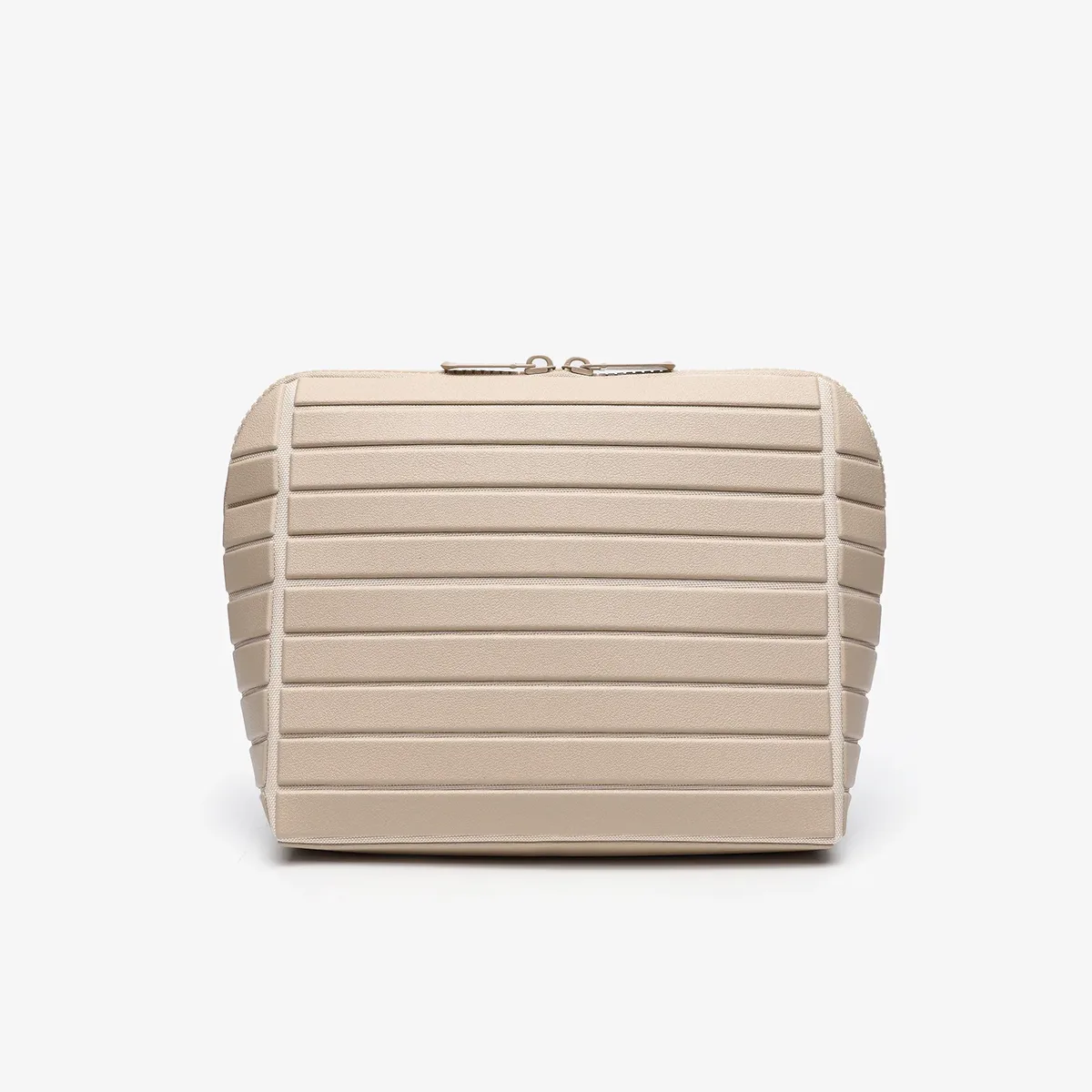 sac de voyage à maquillage en cuir pu rayé pour femme 2026, organiseur de cosmétiques chic à coque rigide portable grande capacité et double fermeture éclair