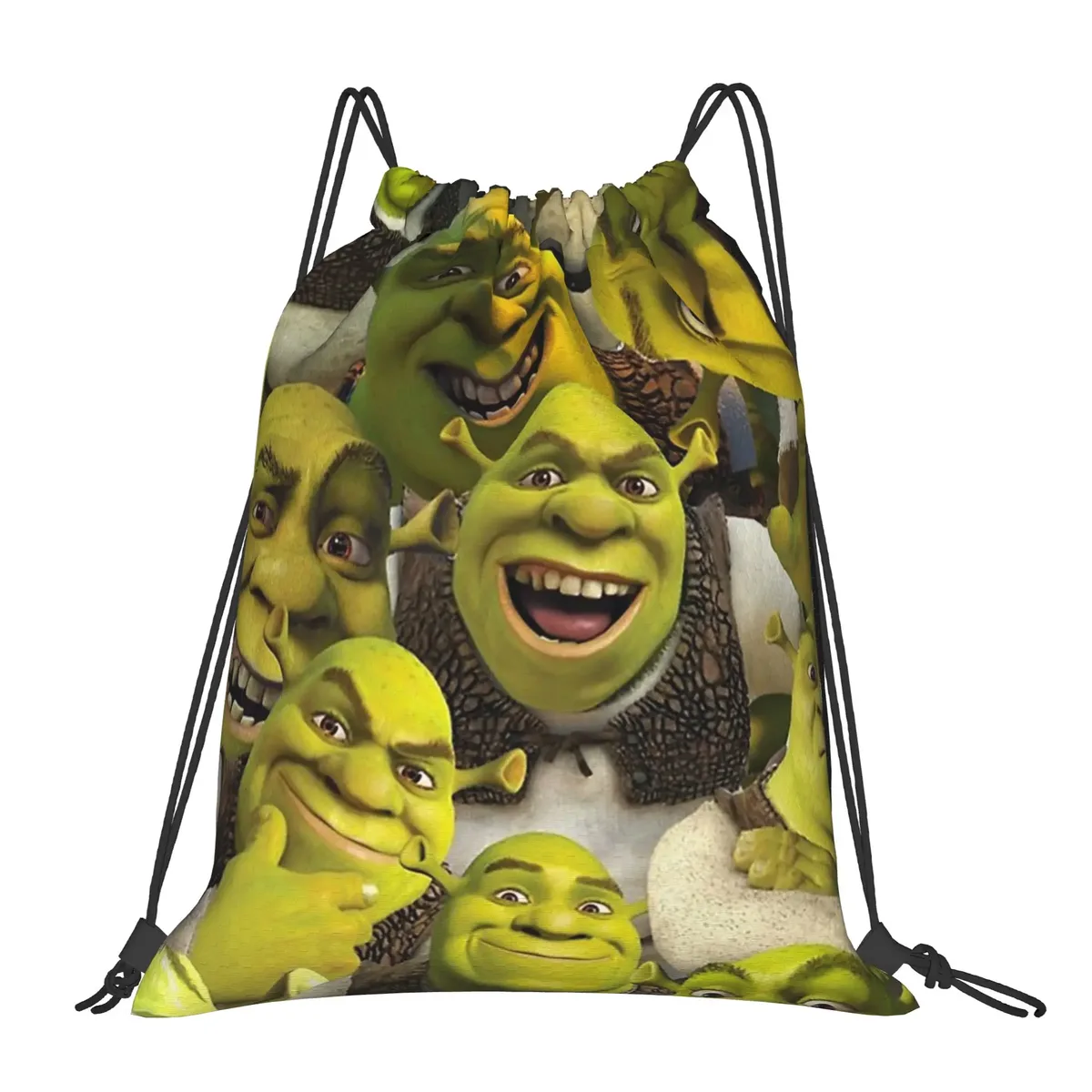 sac à dos à cordon shreks memes, sac de sport résistant à l'eau, sac à cordon avec visage drôle d'anime pour le yoga, 36 cm (largeur) x 43 cm (hauteur)