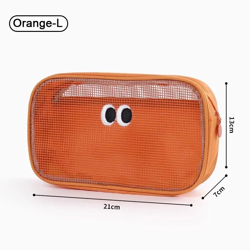 sac à cosmétiques de maquillage en maille, pochette de voyage à fermeture éclair, étui de maquillage pour grands yeux pour les bureaux à domicile, accessoires de voyage, sac de rangement organisateur