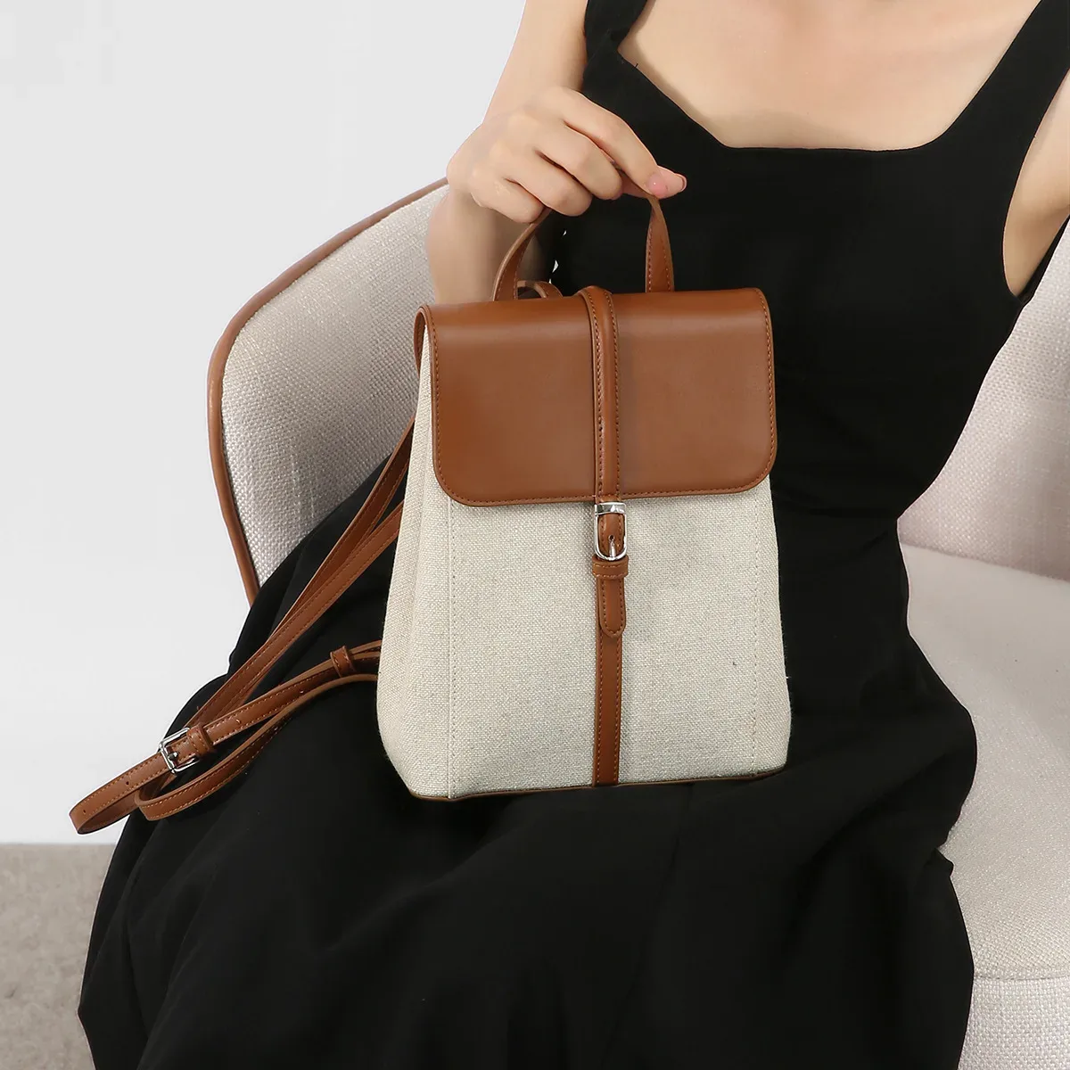 sac à bandoulière décontracté en lin cirhide de grande capacité, sacoche d'été, style vacances français, ample, sens de sr
