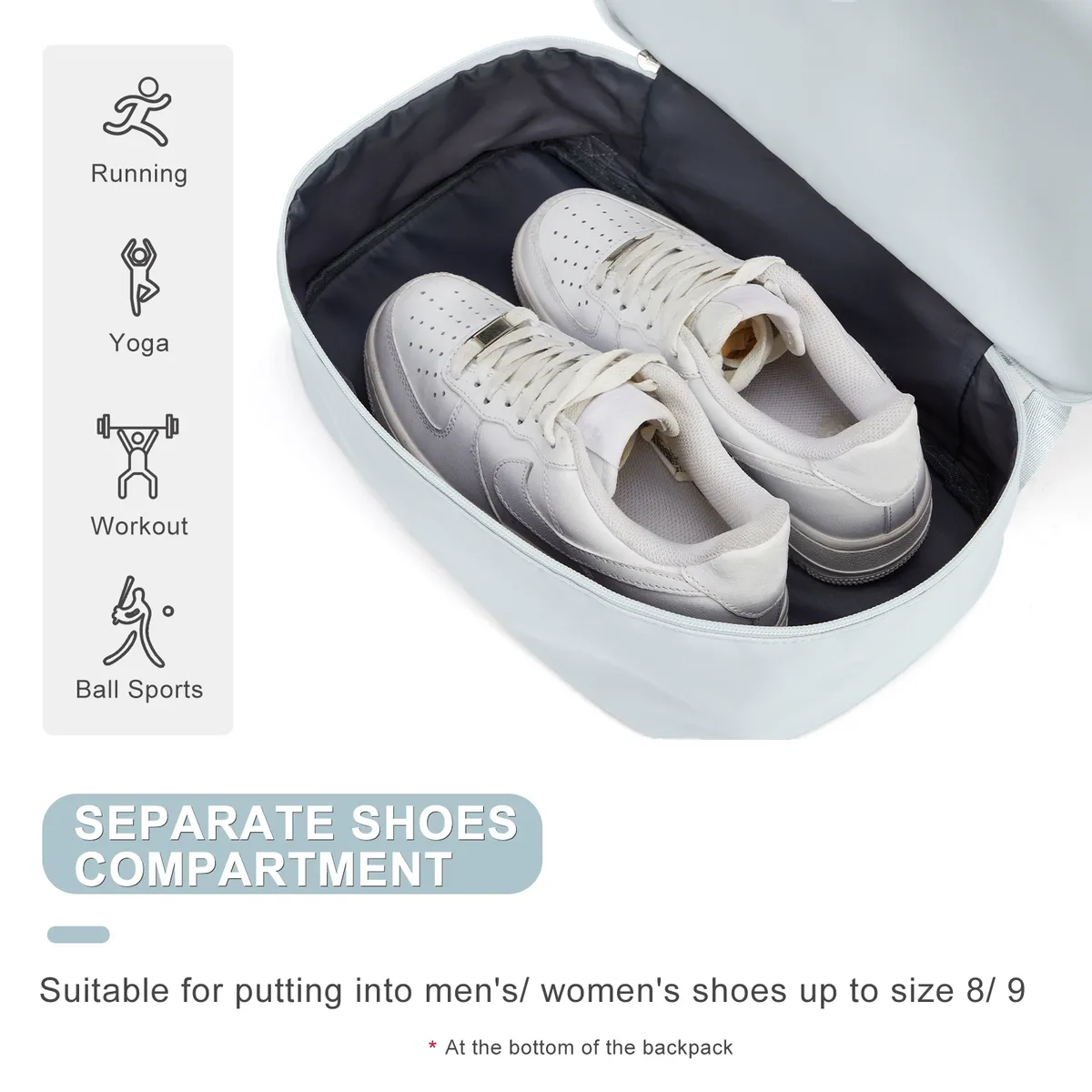 sac à dos de sport pour femmes avec compartiment à chaussures et poche humide, grand sac à dos de voyage léger, sac à dos de sport étanche
