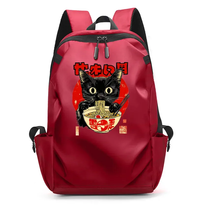 ordinateur portable usb sac à dos sac d'école drôle dessin animé ramen chat motif imprimé sac à dos sac à dos hommes femmes loisirs sac à dos