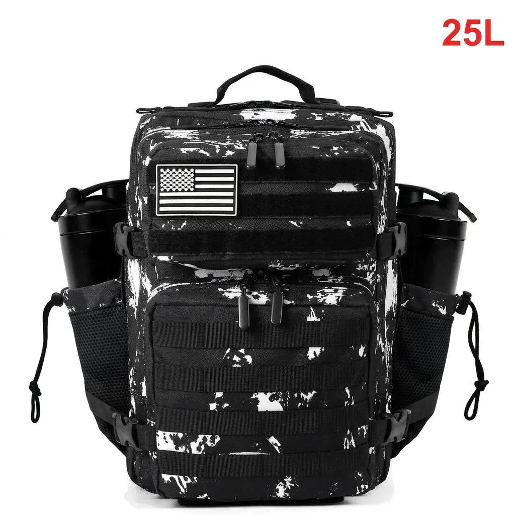 sac à dos tactique 25l pour femmes voyage en plein air randonnée bug out sac week-end exercice athlétisme sac à dos de gymnastique avec double porte-gobelet