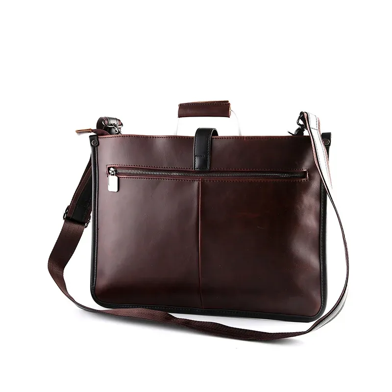 sacoche d'affaires tendance pour homme en cuir crazy horse, sac à main, sac bandoulière, sacoche de luxe pour ordinateur portable
