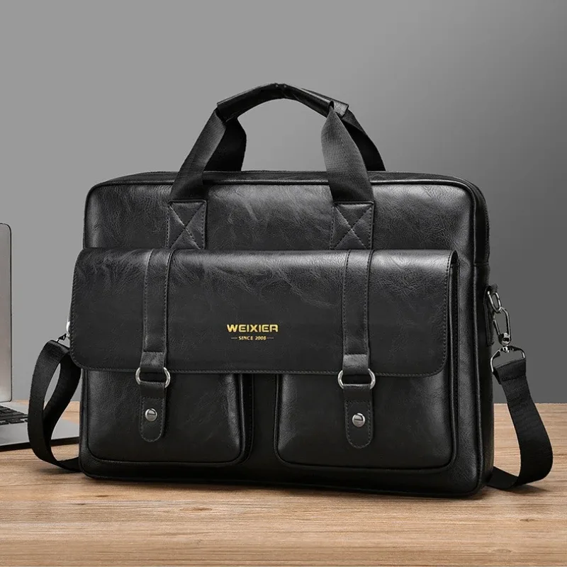 Nouveau sac pour homme, grande capacité, mallette d'affaires en cuir PU, sac pour ordinateur portable, sac de voyage pour sports de plein air, sac à bandoulière, sac à dos