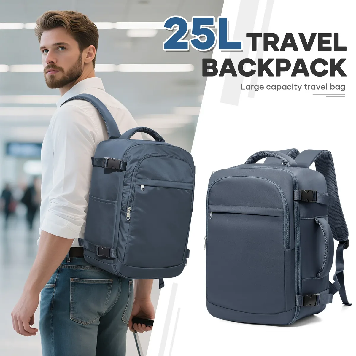 sac à dos de voyage sous le siège ryanair 40x20x25, sac à dos de voyage en avion, pratique pour l'extérieur, sac à dos pour ordinateur portable pour hommes, sac à main d'extérieur