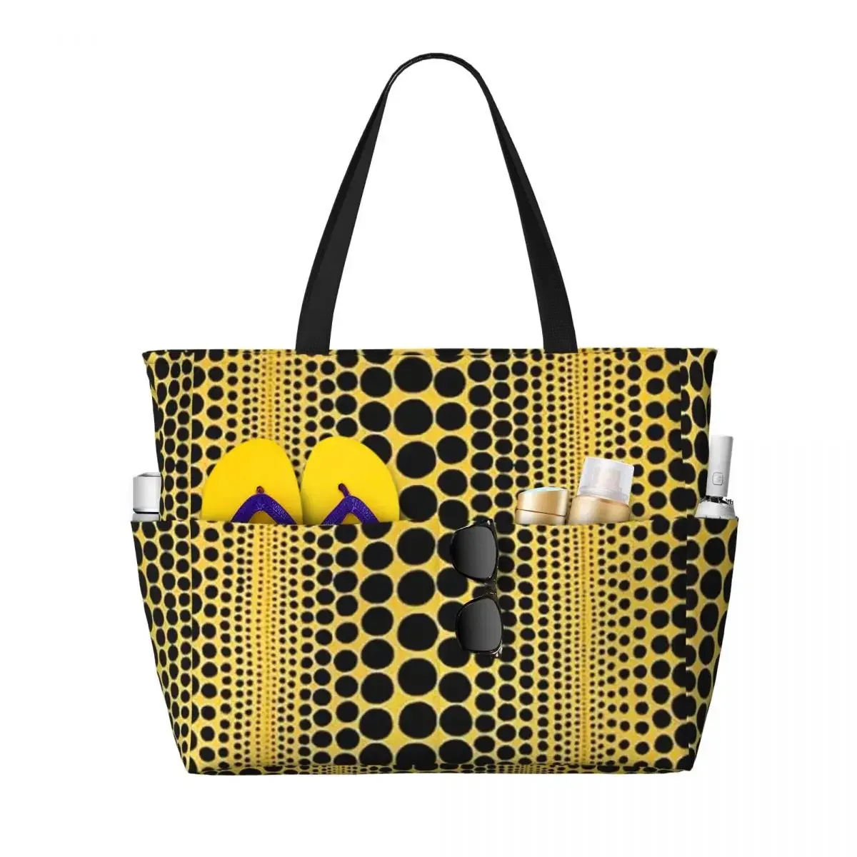 sac fourre-tout de plage abstrait yayoi kusama pumpkin, sac de sport, de gym, de yoga, grand sac fourre-tout pour femme, sac de voyage, sac de fitness