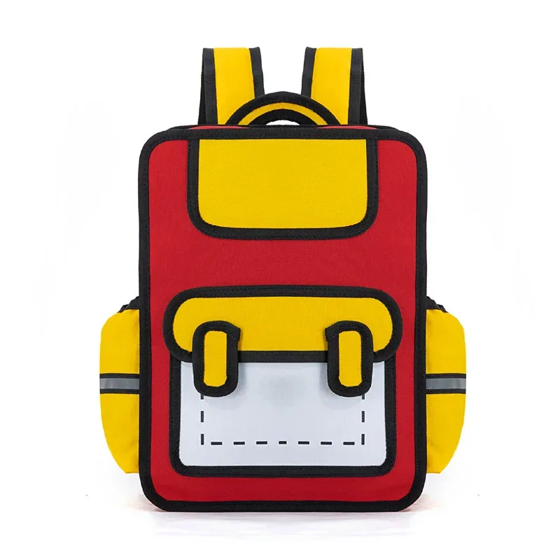 sac à dos bidimensionnel de dessin animé 3d pour élève de la maternelle, nouvelle collection 2024