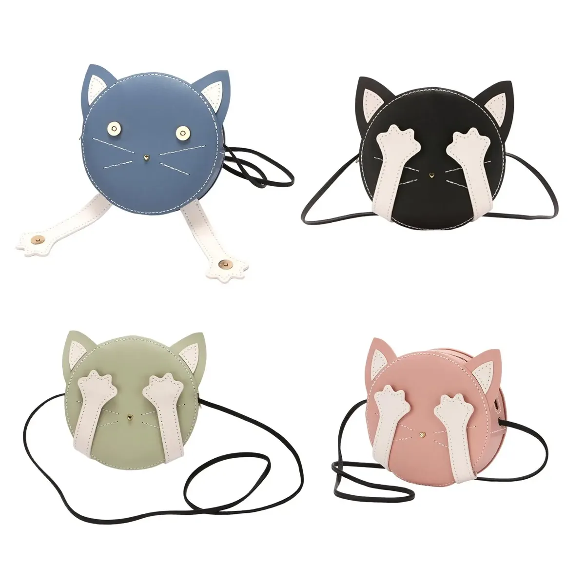 kit de fabrication de sacs à bandoulière diy, sac tissé à la main, artisanat de couture en cuir prédécoupé, en forme de chat, outils complets pour débutants