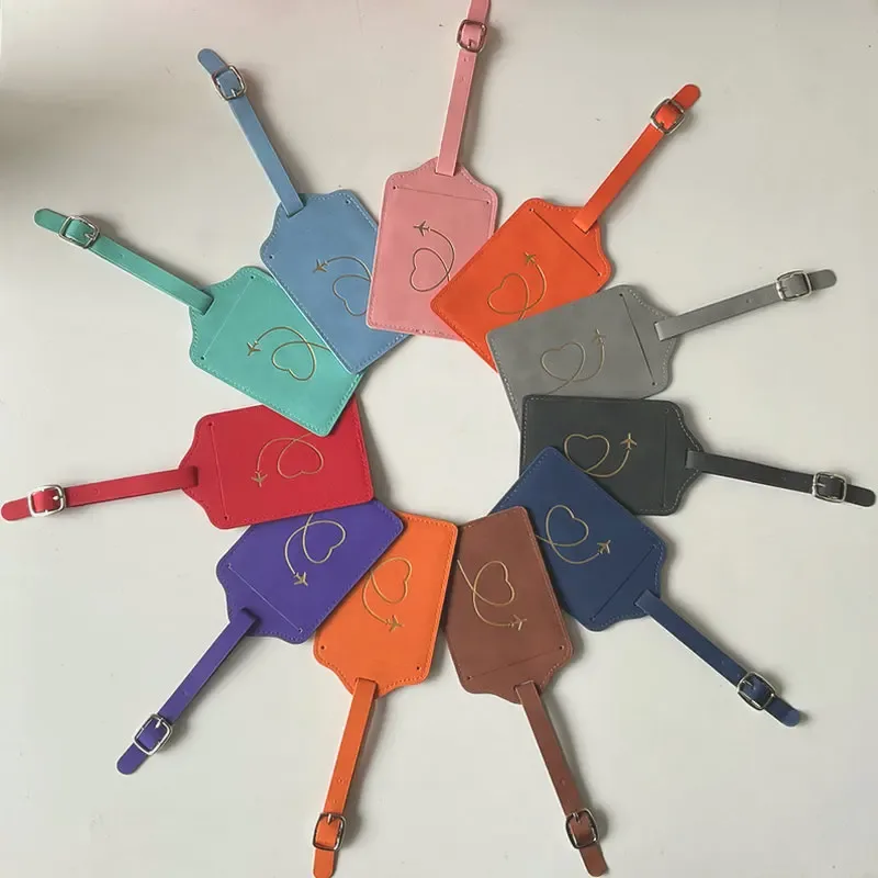 étiquette de bagage créative en pu pour femmes et hommes, étiquettes de valise, nom, identification, adresse, 