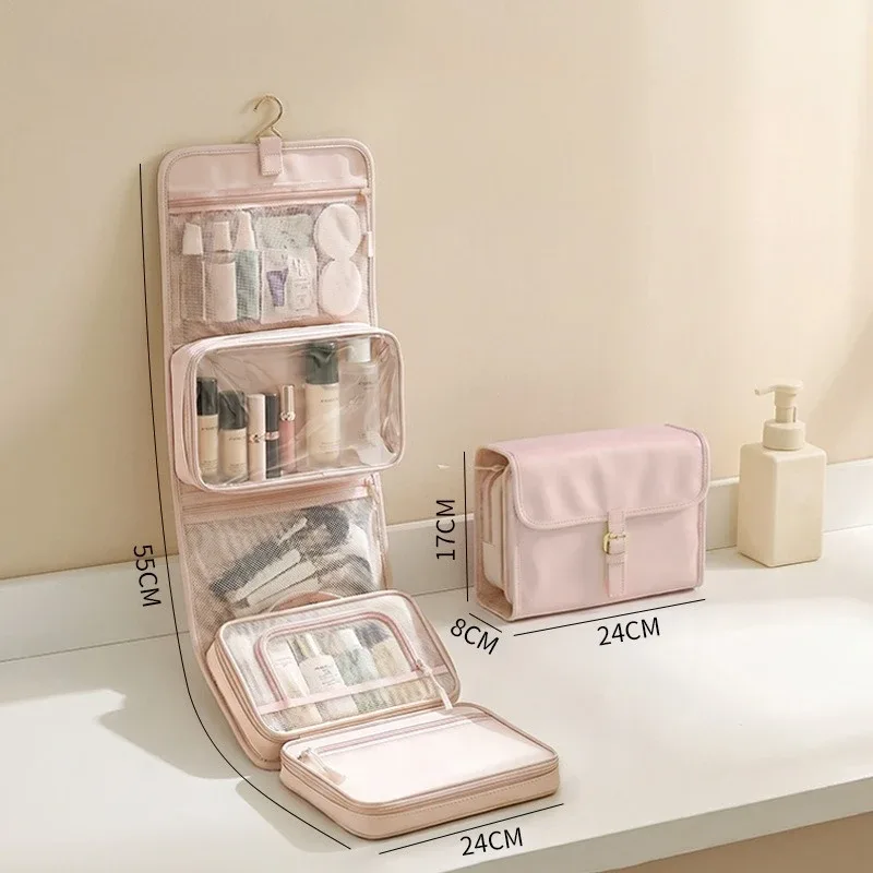 trousse de toilette de voyage suspendable, multifonctionnelle, portable, grande capacité, organisateur de voyage minimaliste, trousse de toilette, trousse à cosmétiques