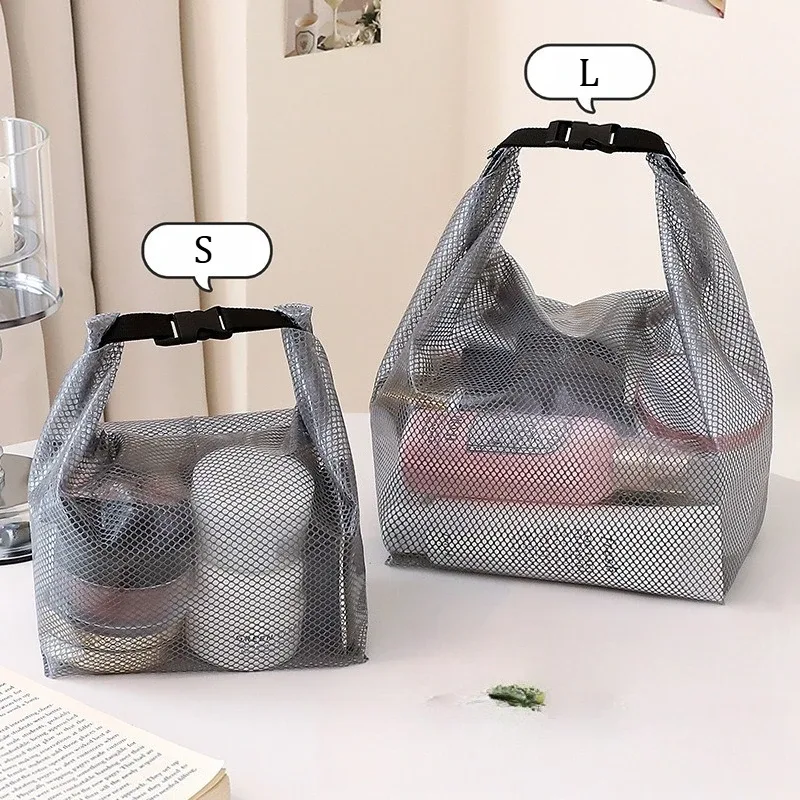 sac de maquillage et de toilette imperméable de grande capacité, organiseur de cosmétiques portable, pochette de rangement de voyage avec bouton