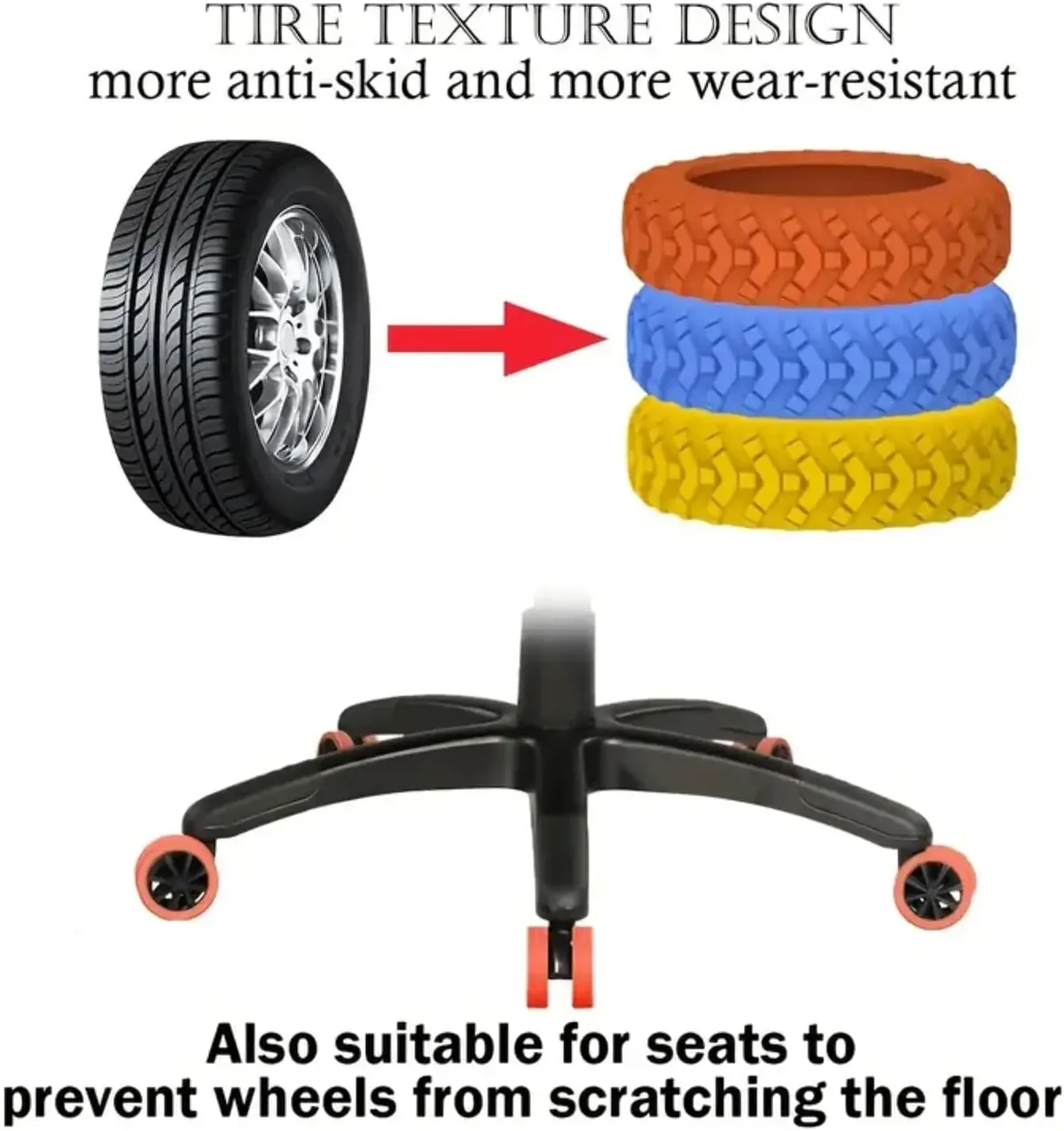 ensemble de protection universel pour roulettes de valise, 8 pièces, en silicone, anti-bruit, pour un roulement silencieux et une absorption des chocs