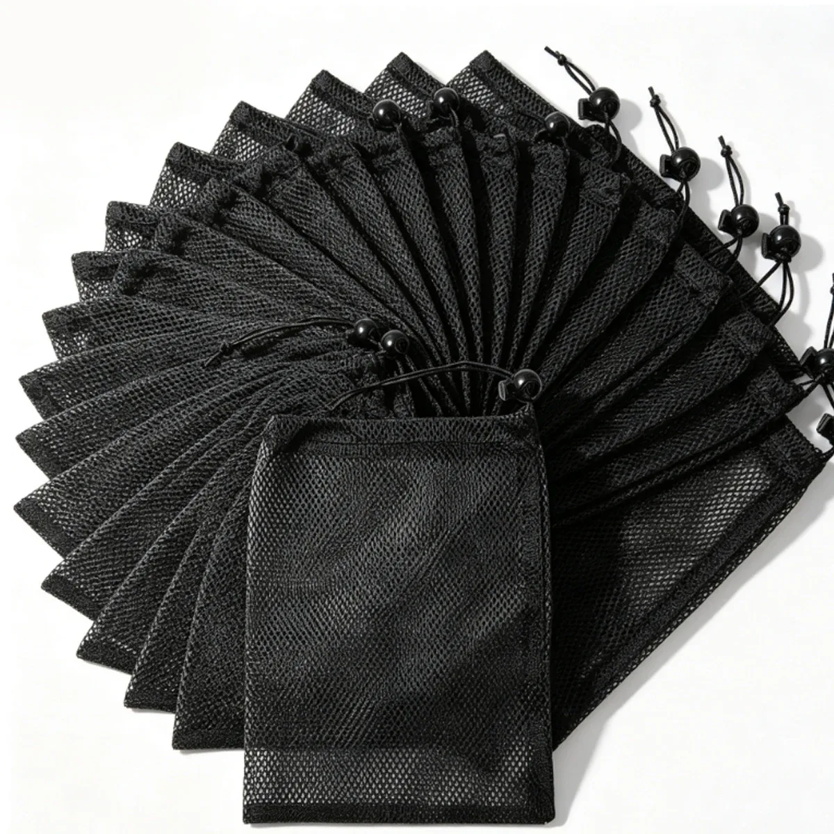 10 sacs de rangement en maille à cordon de serrage 30x40cm, pochettes organisatrices en nylon noir avec verrou de sécurité, polyvalents pour la maison, zsy